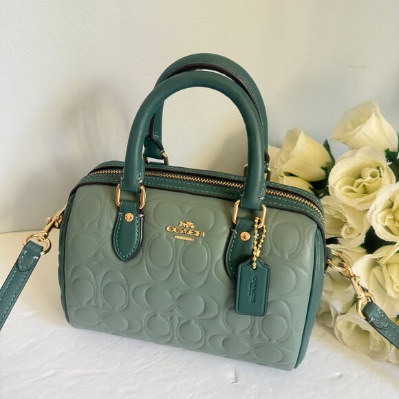 coach Mini Rowan Crossbody Bag In Blocked Signature Leather cy744 - Picture 1 of 7